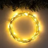 Гирлянда &laquo;Нить&raquo; 10 м, роса, IP20, серебристая нить, 100 LED, свечение тёплое белое, 12 В