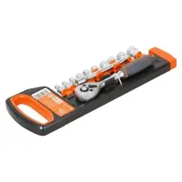 Набор головок 1/4"DR с трещоткой 72Т 12пр. (4-13мм, удлинитель 100мм)