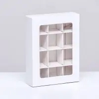 Коробка для 12 конфет, 11.5×8.7×2.5 см, Тонкие разделители, белый