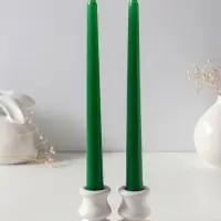 Набор свечей античных 25 см, 2 шт., 58 г, 7 ч, зелёный
