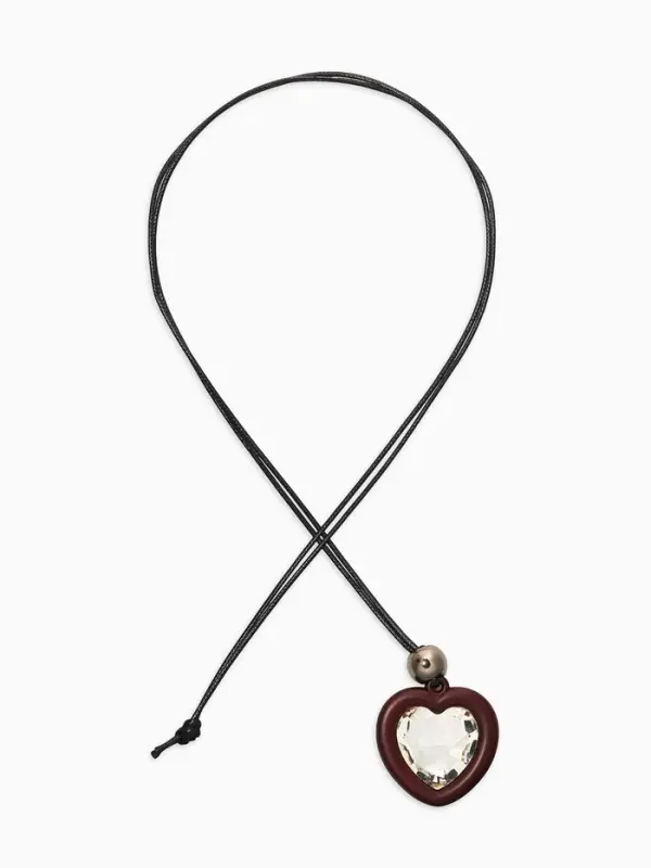 Кулон на шнурке &laquo;Сердце и бусина&raquo;, регулируемый, L=90 см, чёрный