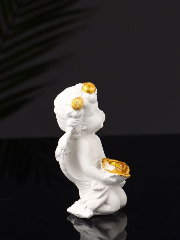 Набор фигур "Ангелы на подносе" 20х10х16 см, белый