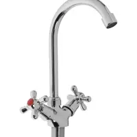 Смеситель для кухни ZEIN Z3101, двухвентильный, высокий излив, хром