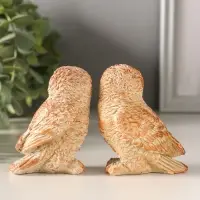 Статуэтки набор 2 шт "Два совенка" 8х8 см, бежевый