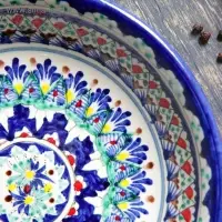 Тарелка узбекская Риштанская Керамика &laquo;Узоры&raquo;, d=20 см, синяя, узор МИКС