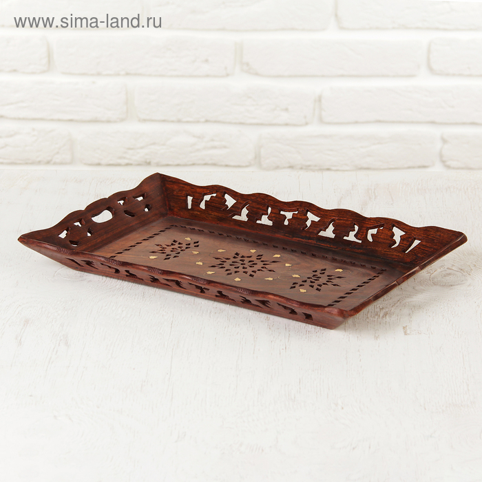 Поднос дерево Поднос дерево "Резной" 25х37х4 см МИКС