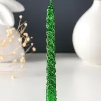 Набор свечей витых, 1.5&times;15 см, 3 шт., зелёный блистер