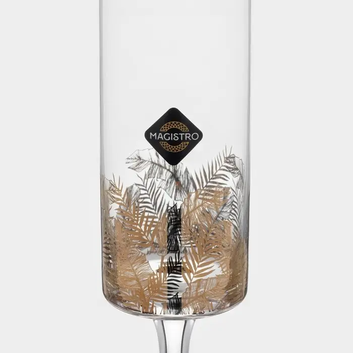 Бокал для шампанского Magistro &laquo;Золотой лист&raquo;, 170 мл, d=4.5 см, стекло, прозрачный
