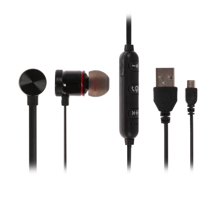 Наушники беспроводные Luazon VBT 1.6, вакуумные, 90 мАч, на магнитах, корпус металл, чёрные Наушники беспроводные Luazon VBT 1.6, вакуумные, 90 мАч, на магнитах, корпус металл, чёрные