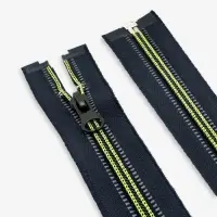 Молния &laquo;Спираль&raquo;, №5, разъёмная, светоотражающая, замок автомат, 80 см, чёрная, зелёная