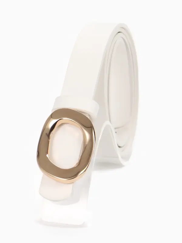 Ремень жен 04-01-01-04, Сент0625,  2,3*0,2*106 см, пряжка золото, белый