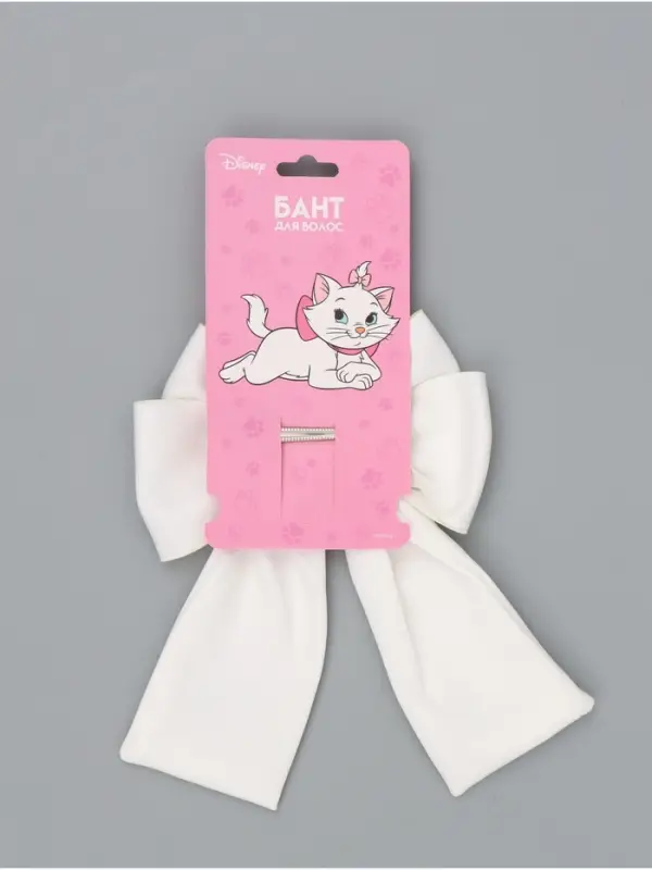 Бант для волос на заколке с лентами, белый, Коты аристократы Бант для волос на заколке с лентами, белый, Коты аристократы