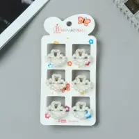 Крабики для волос Выбражулька &laquo;Авена&raquo;, сердце, 2.5 см, набор 6 шт., белые