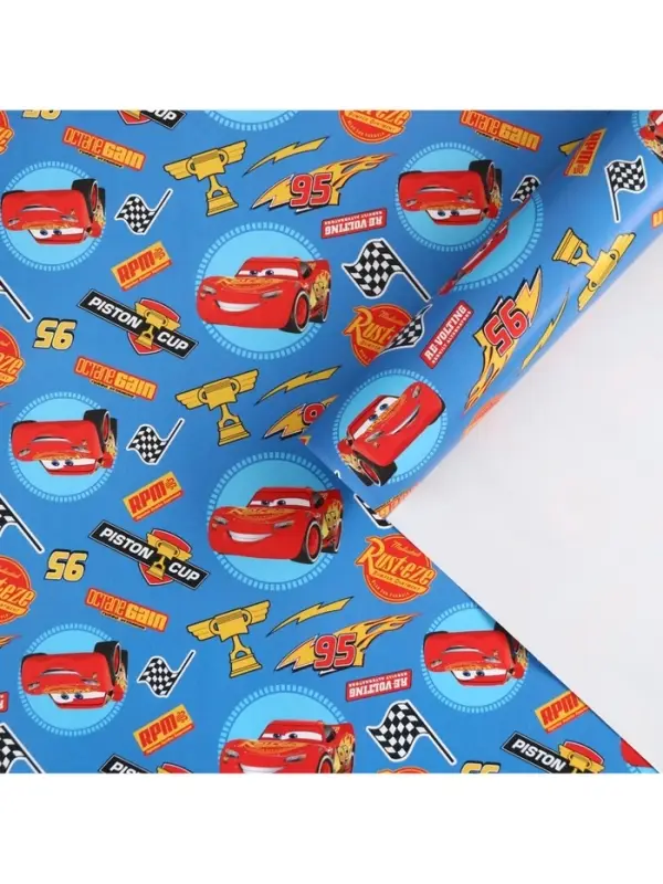 Бумага упаковочная глянцевая &laquo;Машинки&raquo;, 70 &times; 100 см