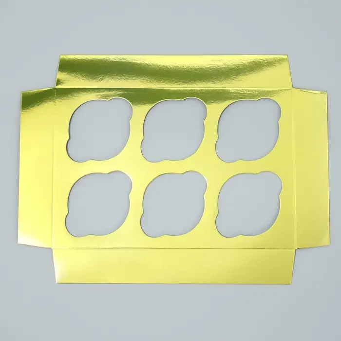 Коробка для капкейков, кондитерская упаковка с окном, 6 ячеек «Золотистая», 25 х 17 х 10 см Коробка для капкейков, кондитерская упаковка с окном, 6 ячеек «Золотистая», 25 х 17 х 10 см