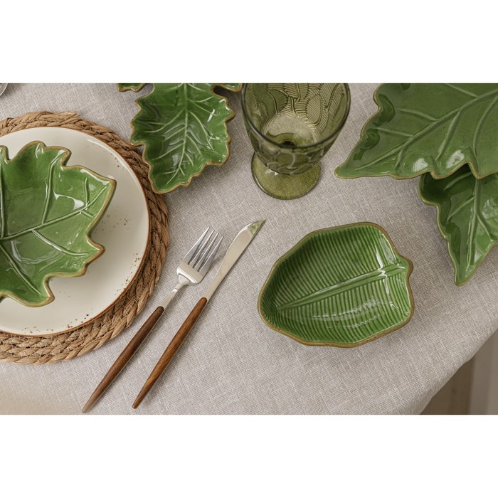 Салатник Доляна «Лист», 220 мл, 14,4×3,8 см, цвет зелёный Салатник Доляна «Лист», 220 мл, 14,4×3,8 см, цвет зелёный