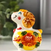 Статуэтка фарфоровая &laquo;Фигурка: Баран Цветок&raquo;, авторская роспись, 8 см