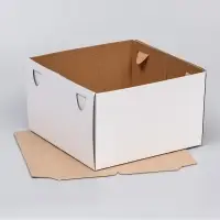 Коробка под торт с окном, &laquo;Пироженка&raquo;, с усиленным дном, белая, 30&times;30&times;19 см