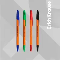 Набор шариковых ручек ErichKrause R=301 Orange Stick, 4 цвета, узел 0.7 мм, оранжевый корпус