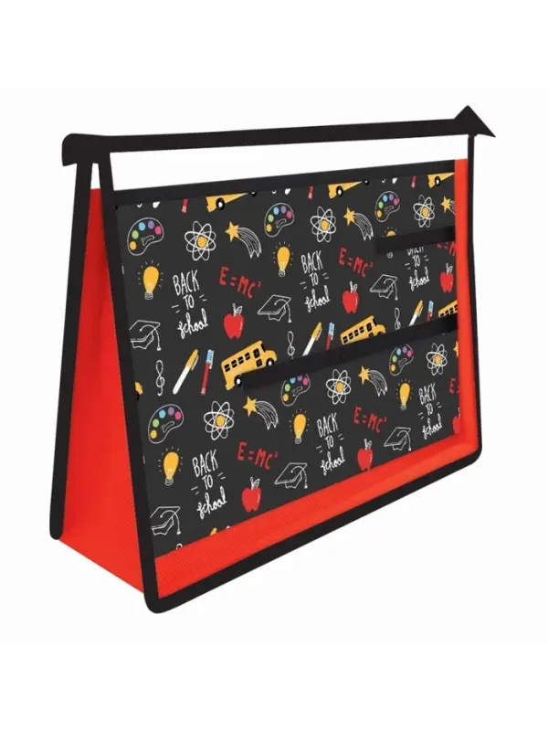 Папка д/труда А4 молния сверху пластик "Школьный паттерн"