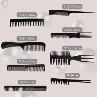 Набор расчёсок, 8 предметов, чёрный