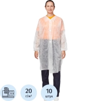 Халат на липучках KLEVER (20 гр) XXL белый, Р144110П20Л3ЦБ (10 шт/упак)
