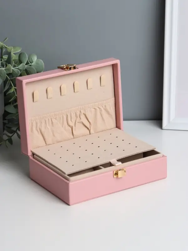 Шкатулка для украшений &laquo;Матовая гладь. Прямоугольная&raquo;, кожзам, розовая, 16&times;11.5&times;5.5 см