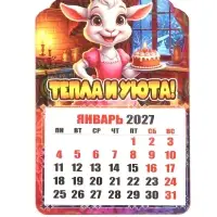 Магнит новогодний календарь отрывной 2027 &laquo;Тепла и уюта!&raquo; 6.5&times;10 см