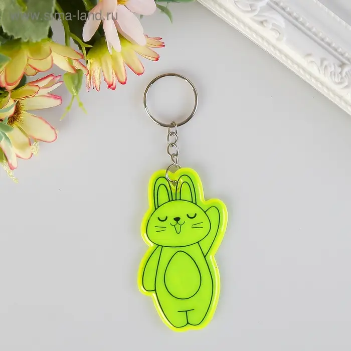 Брелок пластик светоотражающий Брелок пластик светоотражающий "Зайчик - Привет!" МИКС 6,7х4,1 см