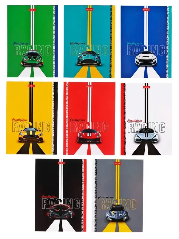 Блокнот А6, 32 листа в клетку на скобе Hatber &laquo;Престижные гонки&raquo;, обложка мелованныя бумага, глянцевая ламинация, блок офсет, МИКС 8 видов