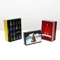 Набор подарочных новогодних коробок 3 в 1 Merry christmas, 23&times;16&times;9.5 - 19&times;12&times;6.5 см