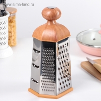 Тёрка шестигранная Доляна «Деревенька», 12×10×23 см, цвет коричневый