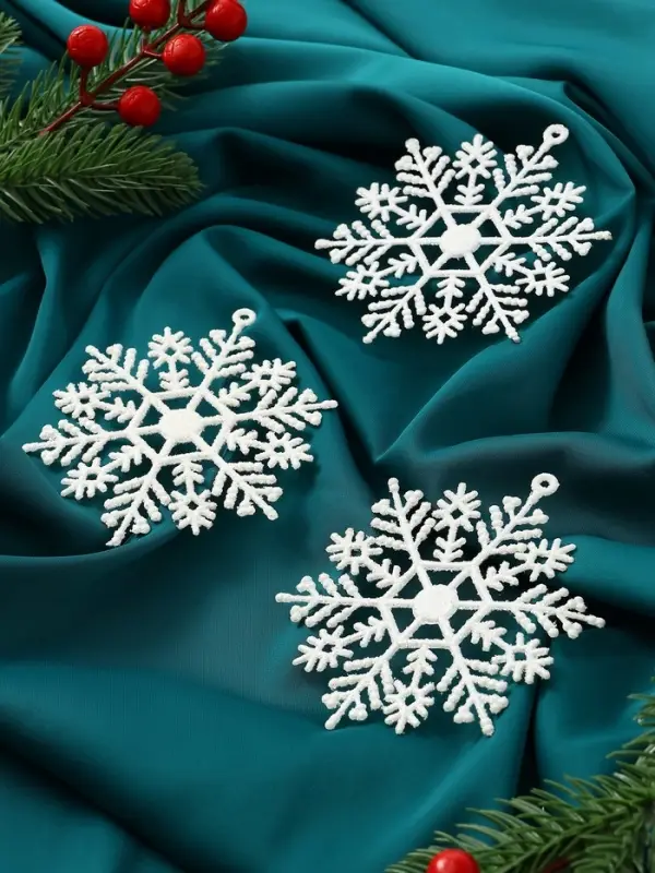 Ёлочные игрушки набор 3 шт. &laquo;Зимнее волшебство. Снежинка&raquo;, d=9 см, белый