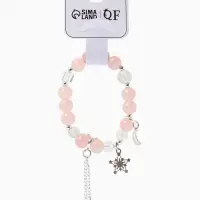 Браслет с подвесками &laquo;Сахарный. Ночное небо&raquo;, d=6 см, шар № 10/8, розовый, белый в серебре