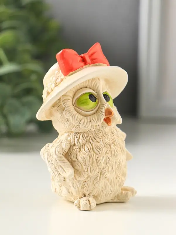 Фигурка гипс &laquo;Сова в шляпе&raquo;, слоновая кость, 8&times;5 см