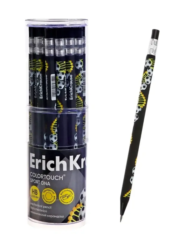 Карандаш механический 2,0 мм ErichKrause ColorTouch Sport DNA, НВ, с точилкой, в тубусе Карандаш механический 2,0 мм ErichKrause ColorTouch Sport DNA, НВ, с точилкой, в тубусе