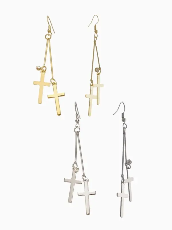 Серьги висячие &laquo;Шелест&raquo;, крестики, цвет МИКС, 8.5 см