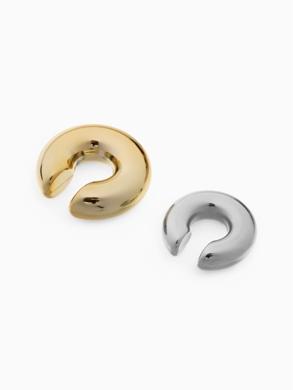 Серьги «Каффы» набор 2 шт, бублики, цвет серебро с золотом