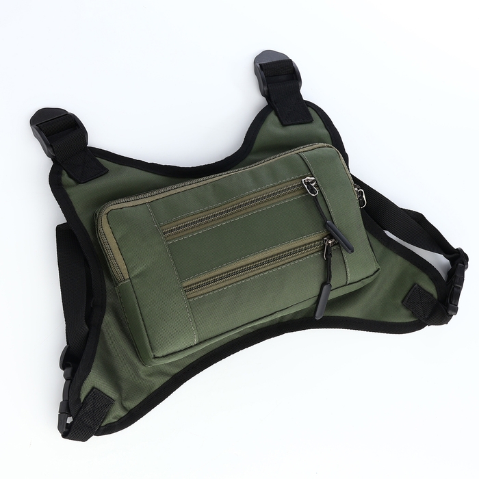 Сумка нагрудная на молнии, 2 наружных кармана, цвет зелёный Сумка нагрудная на молнии, 2 наружных кармана, цвет зелёный