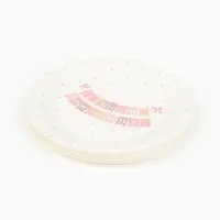 Тарелка одноразовая бумажная «С Днём рождения» гирлянда, белая, 18 см