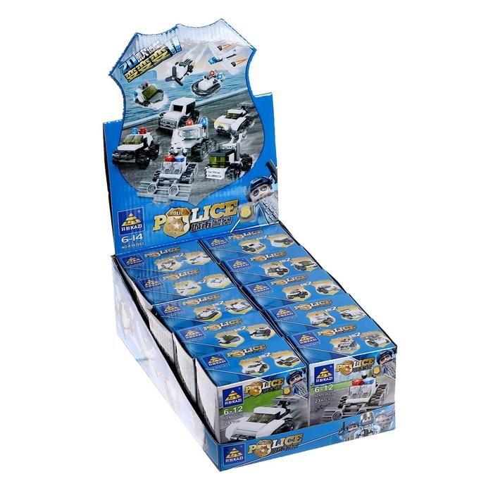 Конструктор блочный «Полицейский транспорт», 10 видов, МИКС