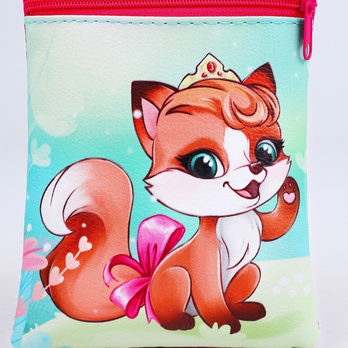 Сумка детская для девочки на молнии, длинный ремень, цвет зелёный/красный