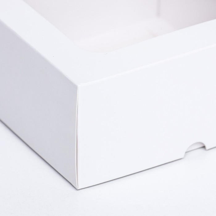 Коробка складная, крышка-дно, с окном, белый, 15 х 15 х 6,5 см, Коробка складная, крышка-дно, с окном, белый, 15 х 15 х 6,5 см,