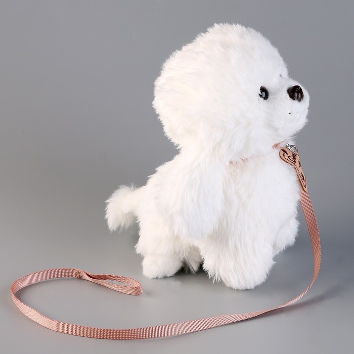 Мягкая игрушка «Щеночек» с поводком, 24 см, белый Мягкая игрушка «Щеночек» с поводком, 24 см, белый