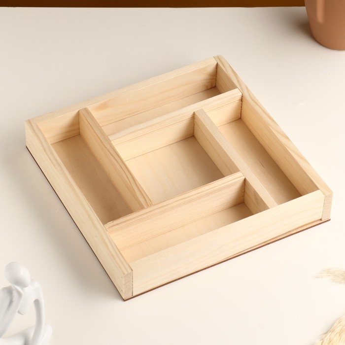 Кашпо деревянное  Кашпо деревянное "Зигзаг" 5 отсеков 25х25х4 см натуральный