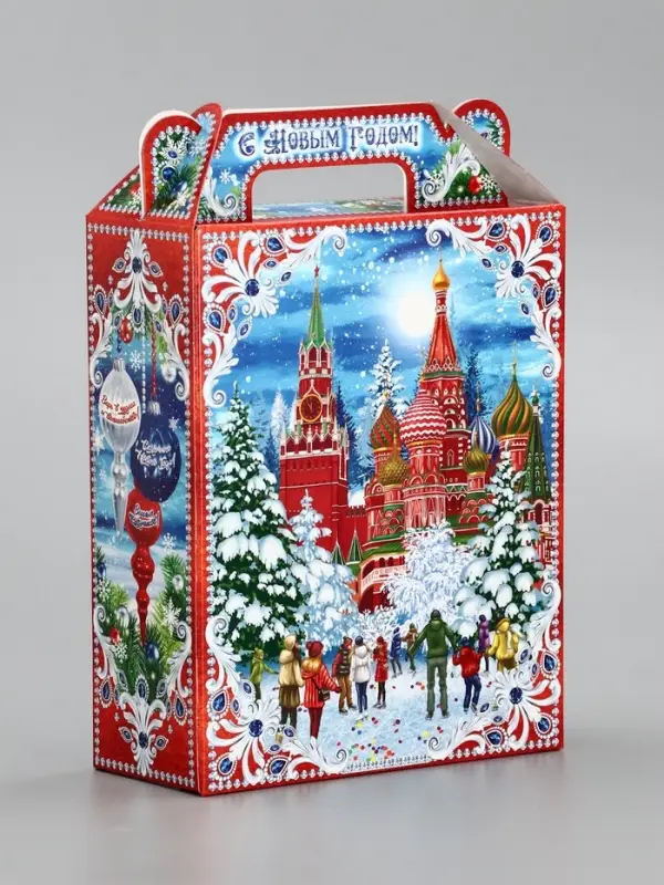Подарочная коробка новогодняя «Кремль». для сладких подарков, 14×6×21 см Подарочная коробка новогодняя «Кремль». для сладких подарков, 14×6×21 см