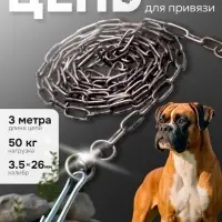 Цепь для привязи собак, 3 м, калибр 3.5&times;26 мм, черная