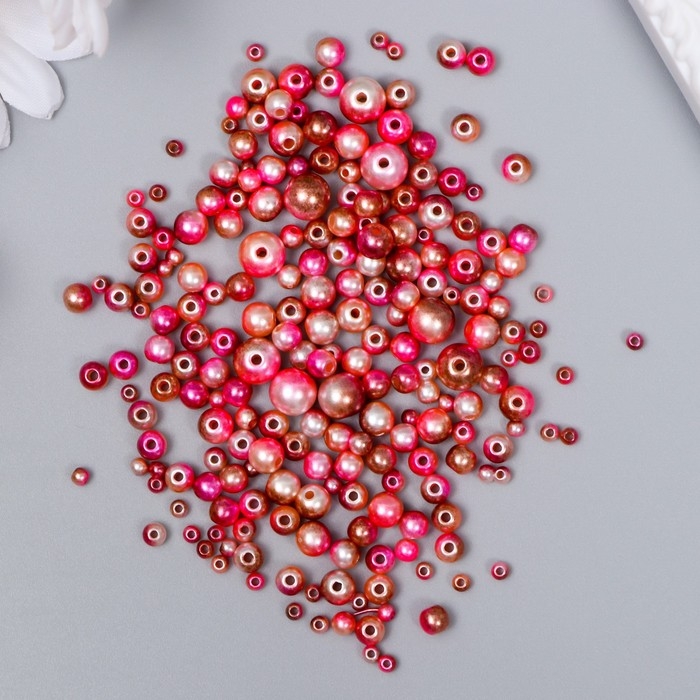 Бусины для творчества пластик Бусины для творчества пластик "Круглые. Градиент. Русалка розовая" d=3-8мм, набор 10 гр