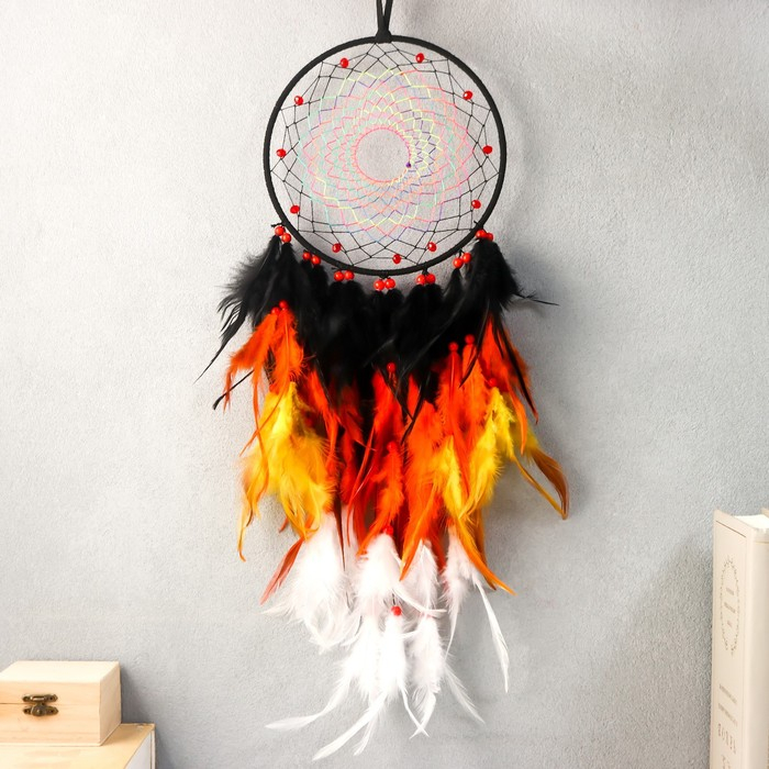 Ловец снов Ловец снов "Паутинка" чёрно-жёлто-оранжевый d=18 см 68х18 см