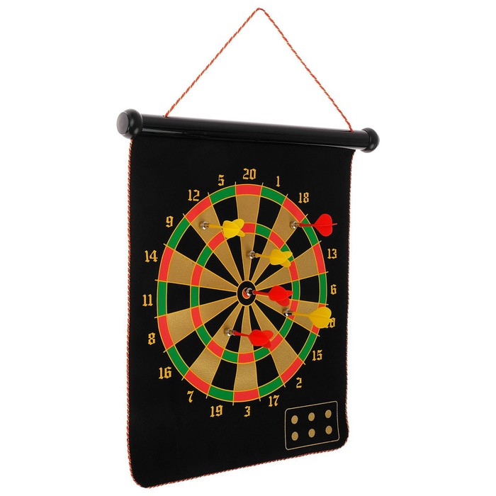 Дартс ONLYTOP, магнитное полотно диаметром 38 см, 6 дротиков Дартс ONLYTOP, магнитное полотно диаметром 38 см, 6 дротиков